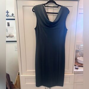 Ann Taylor Drape Neck Sleeveless Dress Size 8 Teal Blue